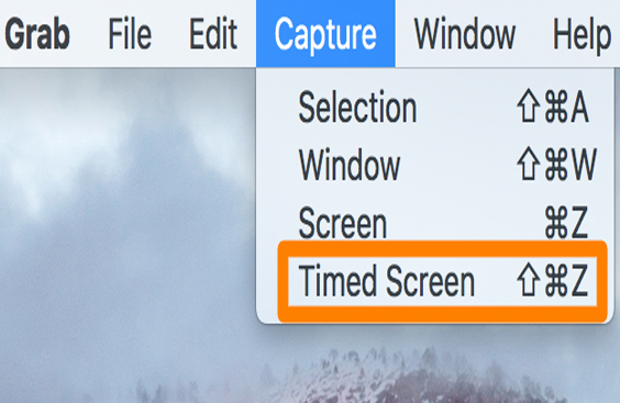 Grab e timed screen per fare uno screenshot su mac